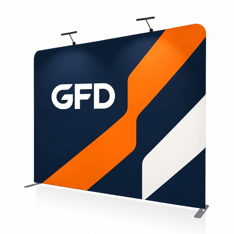 Rechte zipper beurswand met voorbeeldprint in GFD-huisstijl