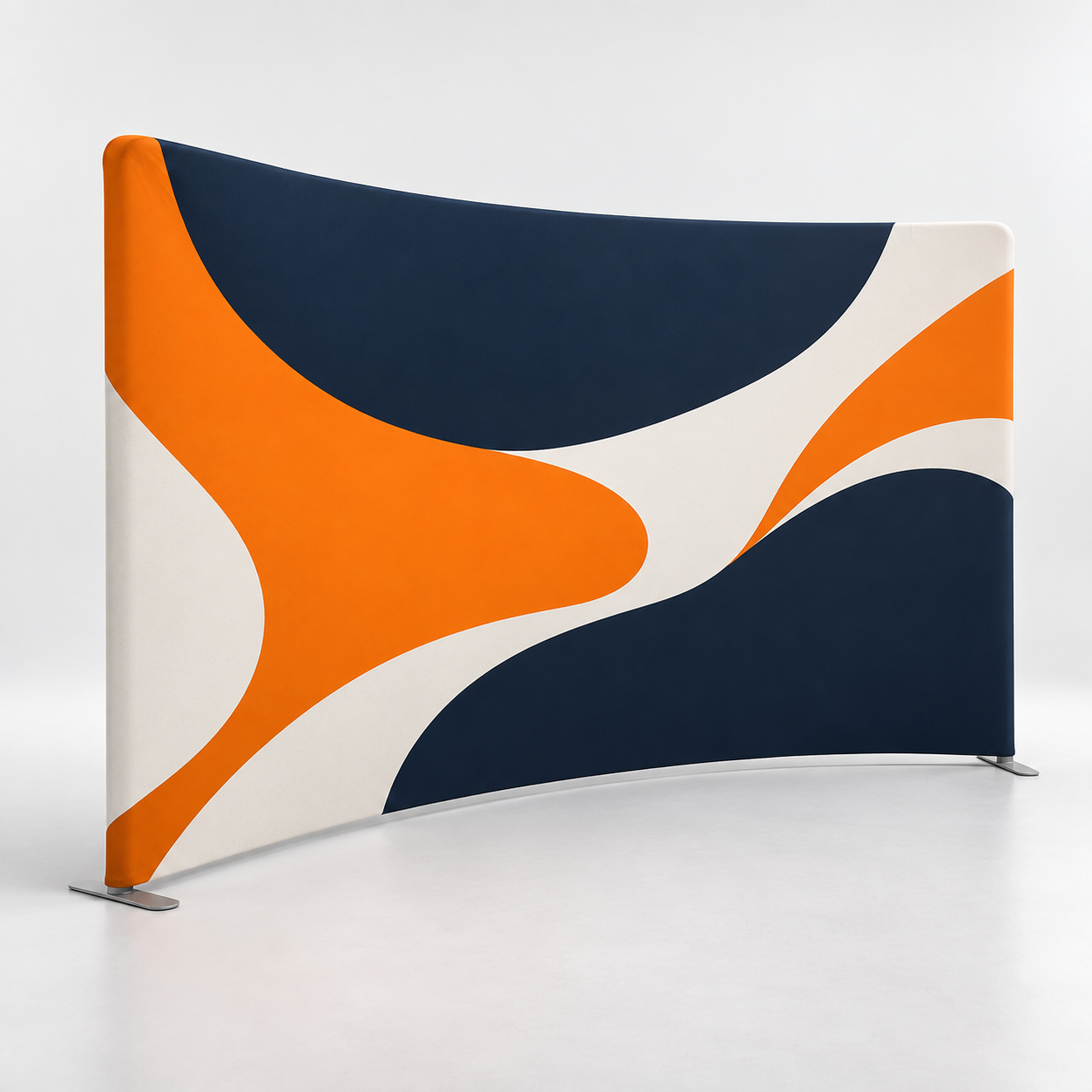 Horizontaal gebogen stretchwand met naadloze abstracte textielprint