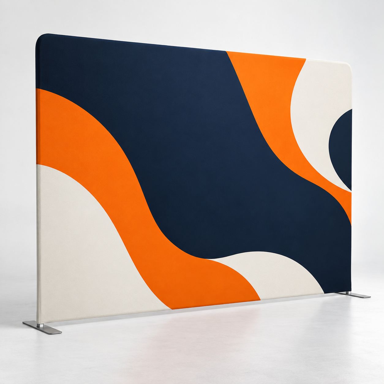 Rechte stretchwand met naadloze textielprint in granat, oranje en warm wit